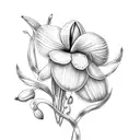 Snowdrop, Violet and Poppy, three together tattoo design idea