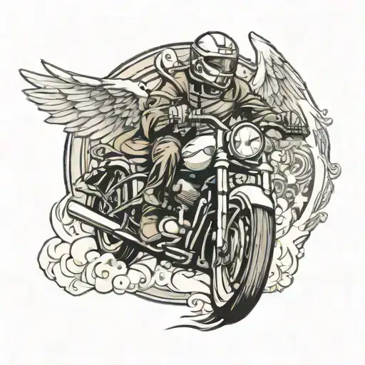 motorcycle angel   tattoo design idea
