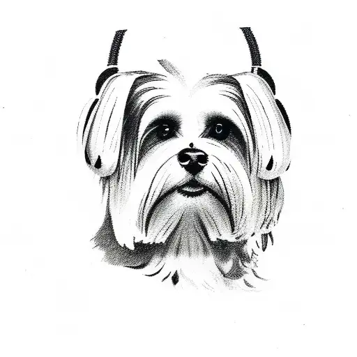 tibetan terrier ears tattoo design idea