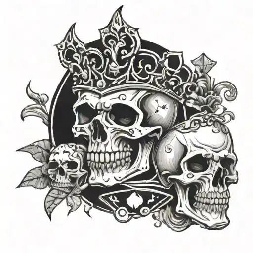 poker skull devil tattoo design idea