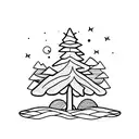 A Pine standing complitly alone  tattoo design idea