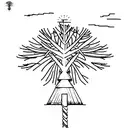 A Pine standing complitly alone  tattoo design idea