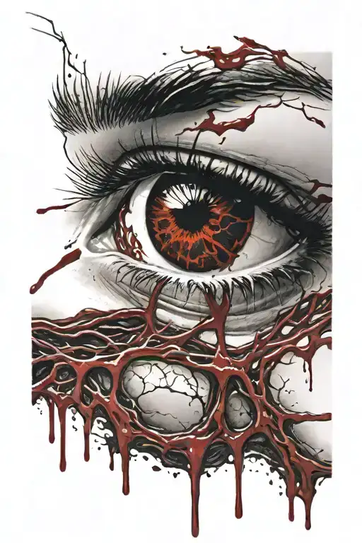 bloody eyes with red veins popping very unsettling  tattoo design idea