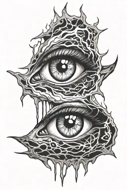 gory eyes with blood and veins irritated tattoo design idea