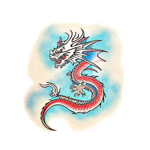full arm sleeve with dragon wrapped around  tattoo design idea