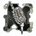 microphone with chains and snakes tattoo design idea