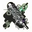 microphone with chains and snakes tattoo design idea