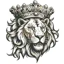 lion with crown roaring linework tattoo tattoo design idea