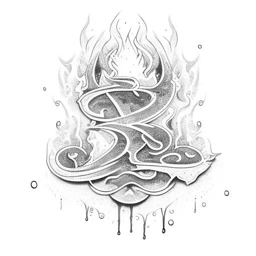 SR flame purple with drippy letters  tattoo design idea