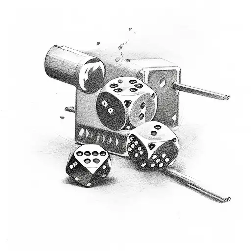 life's a gamble with guns and liquor and dice tattoo design idea