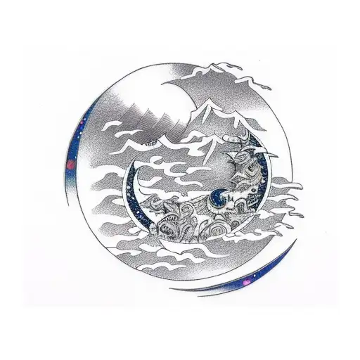 origami moon tattoo design idea