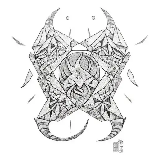 crescent moon origami tattoo design idea