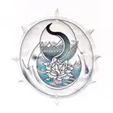 crescent moon origami tattoo design idea