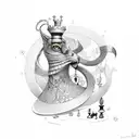 infinity loop and queen chess tattoo design idea