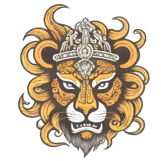 Sri Lankan mask with a lion tattoo design idea