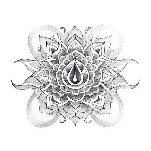 Oriental Style Flower Lotus Tattoo Design Element Stock Vector   Illustration of meditation oriental 136023706
