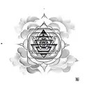 sri yantra lotus clouds tattoo design idea