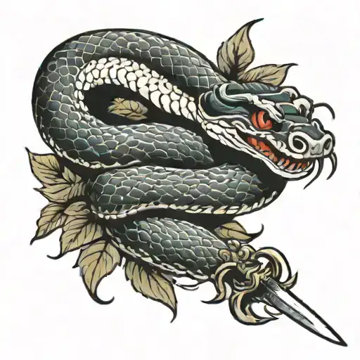 snake with sword  tattoo design idea