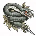 snake with sword  tattoo design idea
