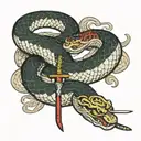 snake with sword  tattoo design idea