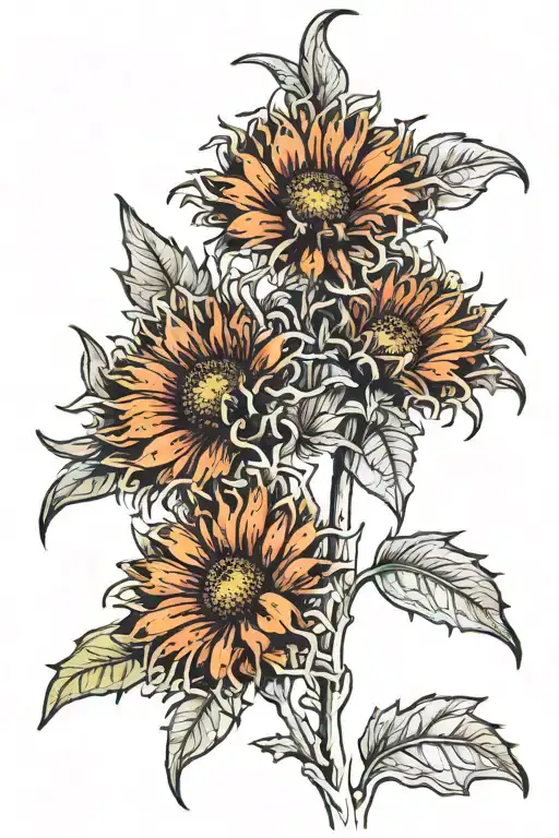 Indian blanket flower intertwined with Indian paintbrush tattoo design idea