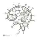 A minimalist tattoo design of a brain with gears and cogs inside, representing your occupation in the IT field and your love for intellectual pursuits tattoo design idea