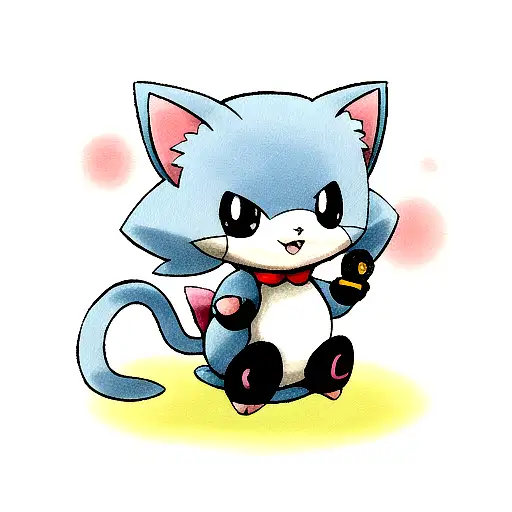 pokemon mew with a knife. cute draw tattoo design idea