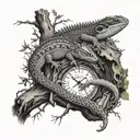 reptiles on tree branches tattoo design idea