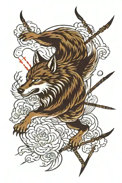 wolf arrows dark black tattoo design idea