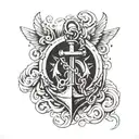 anchor waves wings spread tattoo design idea
