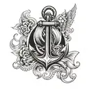 anchor waves wings spread tattoo design idea
