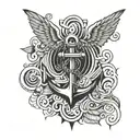anchor waves wings spread tattoo design idea