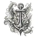 anchor waves wings spread tattoo design idea