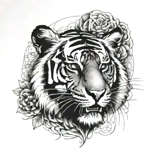 Tiger head looking tattoo design idea