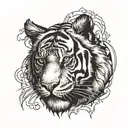 Tiger head looking tattoo design idea