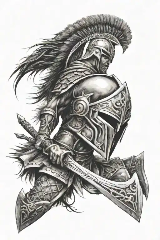 tribal spartan warrior tattoo design idea