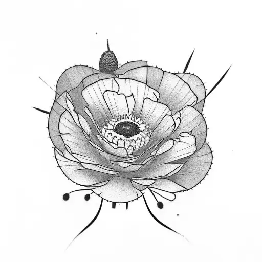 golden poppies with lantanas, cacti, and turkey vulture tattoo design idea