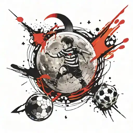 moon with dreamworks child and star from uefa champions league tattoo design idea