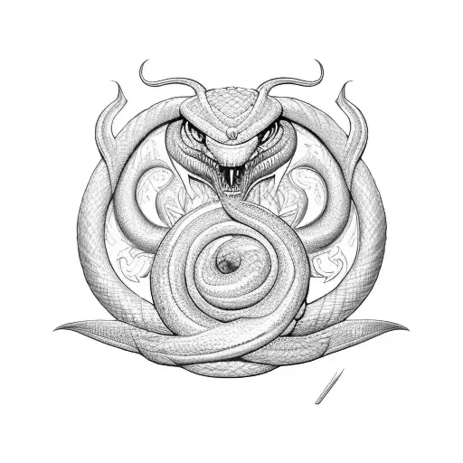Drachenauge Viper জ্ঞান শক্তি Schriftzug tattoo design idea