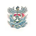 father with 2 daughters tattoo design idea