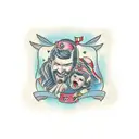 father with 2 daughters tattoo design idea