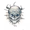 skull cat spider tattoo design idea