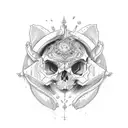 skull cat heart  tattoo design idea