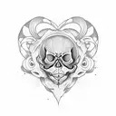 skull cat heart  tattoo design idea