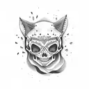 skull cat tattoo design idea