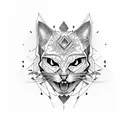 skull cat tattoo design idea