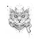 skull cat tattoo design idea