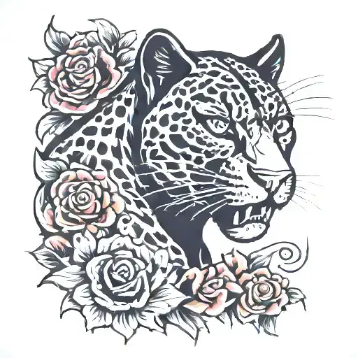 american panther tattoo design idea