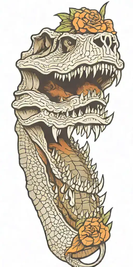 alligator skull with florida tattoo design idea