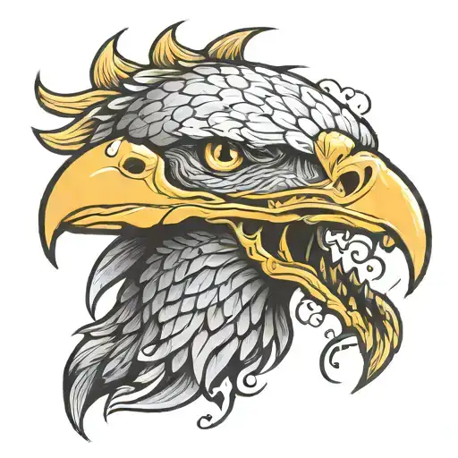 snake head with a bald eagle body tattoo design idea